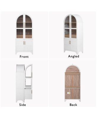 CASAINC 71" MDF, Laminate Adjustable Shelves, Hidden Drawer, Glass Door, Door Racks Kitchen Pantry Cabinet