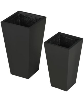2-Pack MgO Flower Pots with Drainage Hole, Outdoor Planters