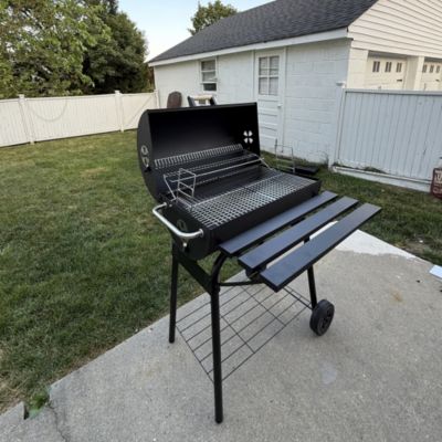30" Portable Charcoal BBQ Grill with Storage Shelf and Wheels