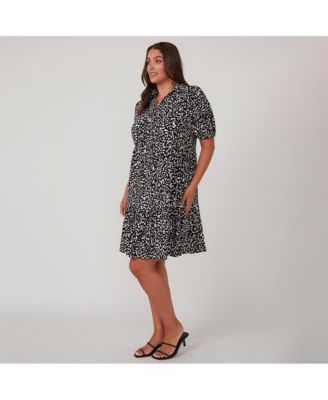 Plus Size Abstract Spot Shirt Dress