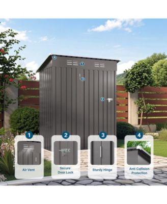5x3 FT Metal Outdoor Storage Shed, Gray