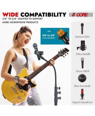 5Core Mic Stand Floor 2Pcs Adjustable Round Base Universal Metal Microphone Stands