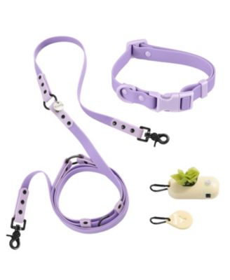 Luna 8FT Adjustable 6-in-1 Waterproof Hands-Free Leash and Collar with LED Flashlight, Bag Dispenser, and Poop Bag Holder
