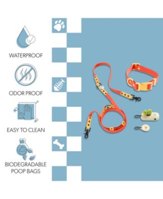 Luna 8FT Adjustable 6-in-1 Waterproof Hands-Free Leash and Collar with LED Flashlight, Bag Dispenser, and Poop Bag Holder