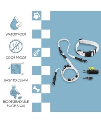 Luna 8FT Adjustable 6-in-1 Waterproof Hands-Free Leash and Collar with LED Flashlight, Bag Dispenser, and Poop Bag Holder