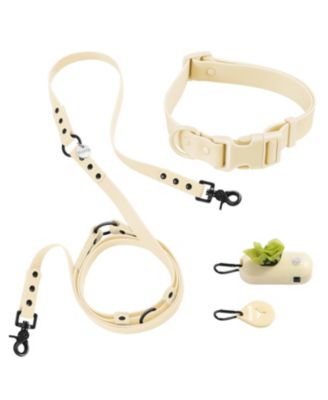 Luna 8FT Adjustable 6-in-1 Waterproof Hands-Free Leash and Collar with LED Flashlight, Bag Dispenser, and Poop Bag Holder