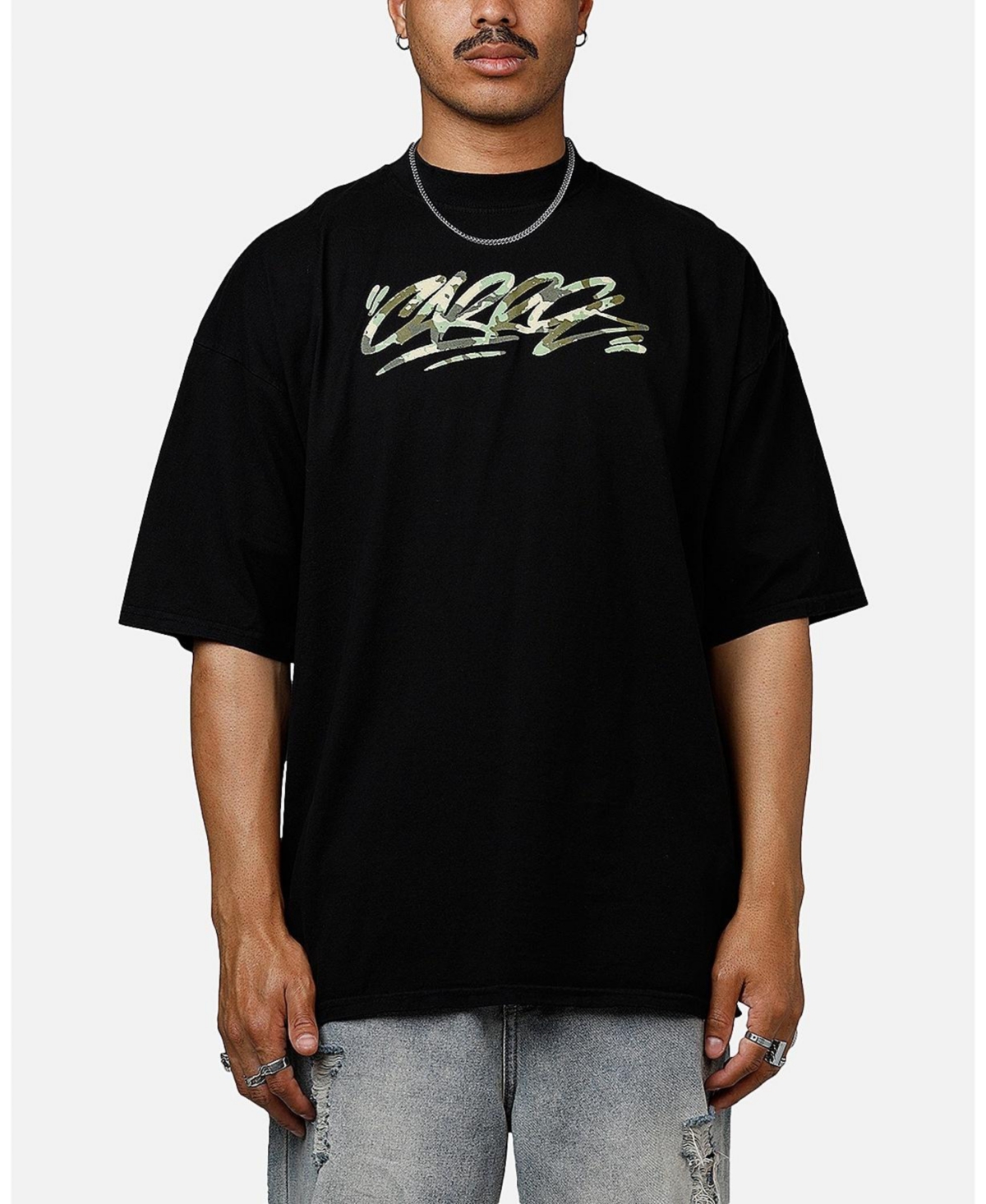 Men's Camo Script T-Shirt - Black