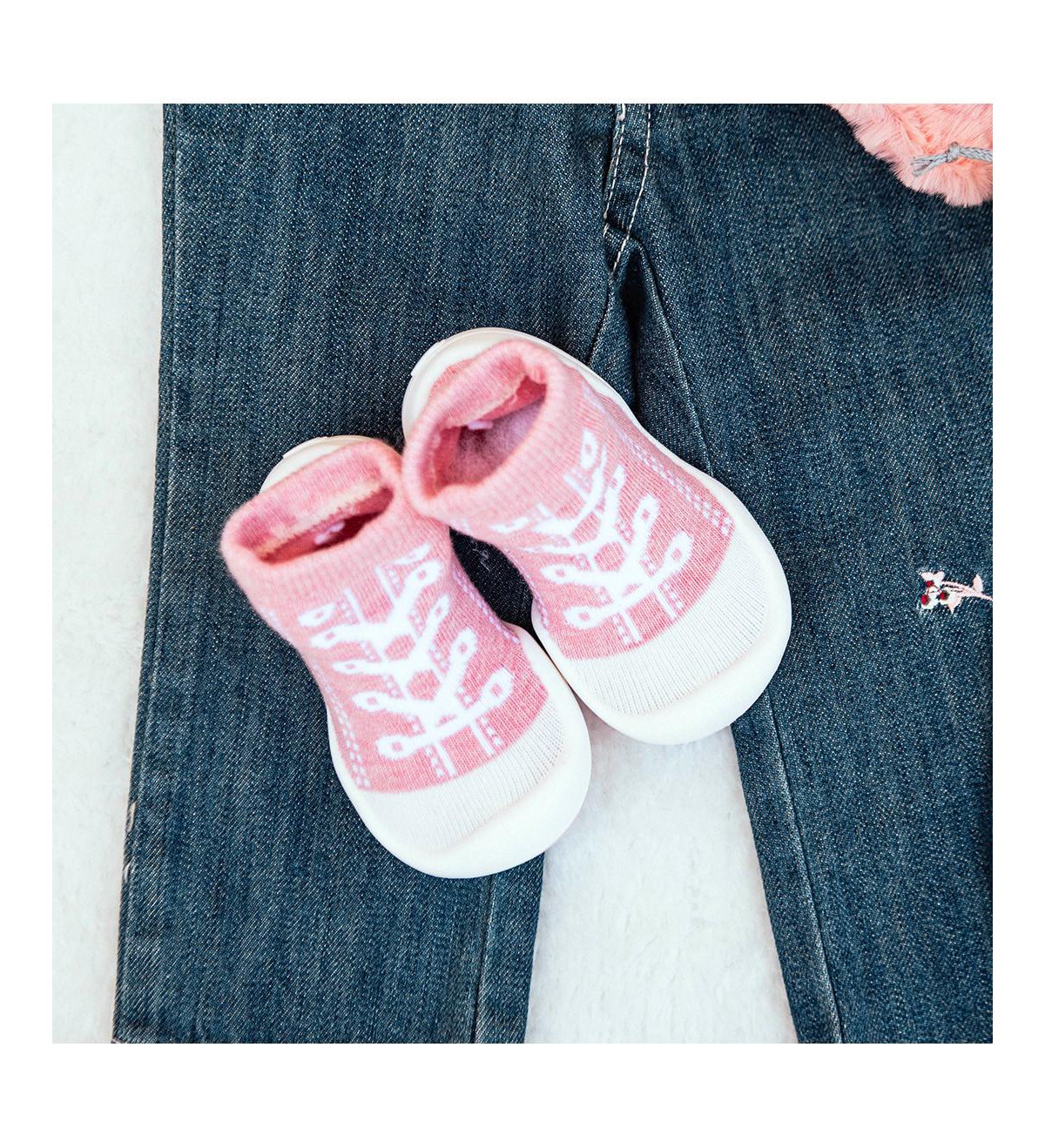 Детские Komuello Infant Girl Breathable Washable Non-Slip Sock Shoes Sneakers - Pink — фото 5