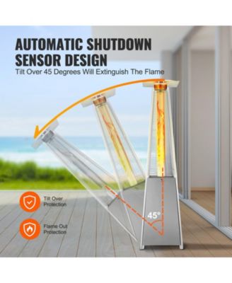 Outdoor Pyramid-Style Propane Patio Heater with Glass Flame Tube and Wheels – Elegant Heating for Garden or Patio