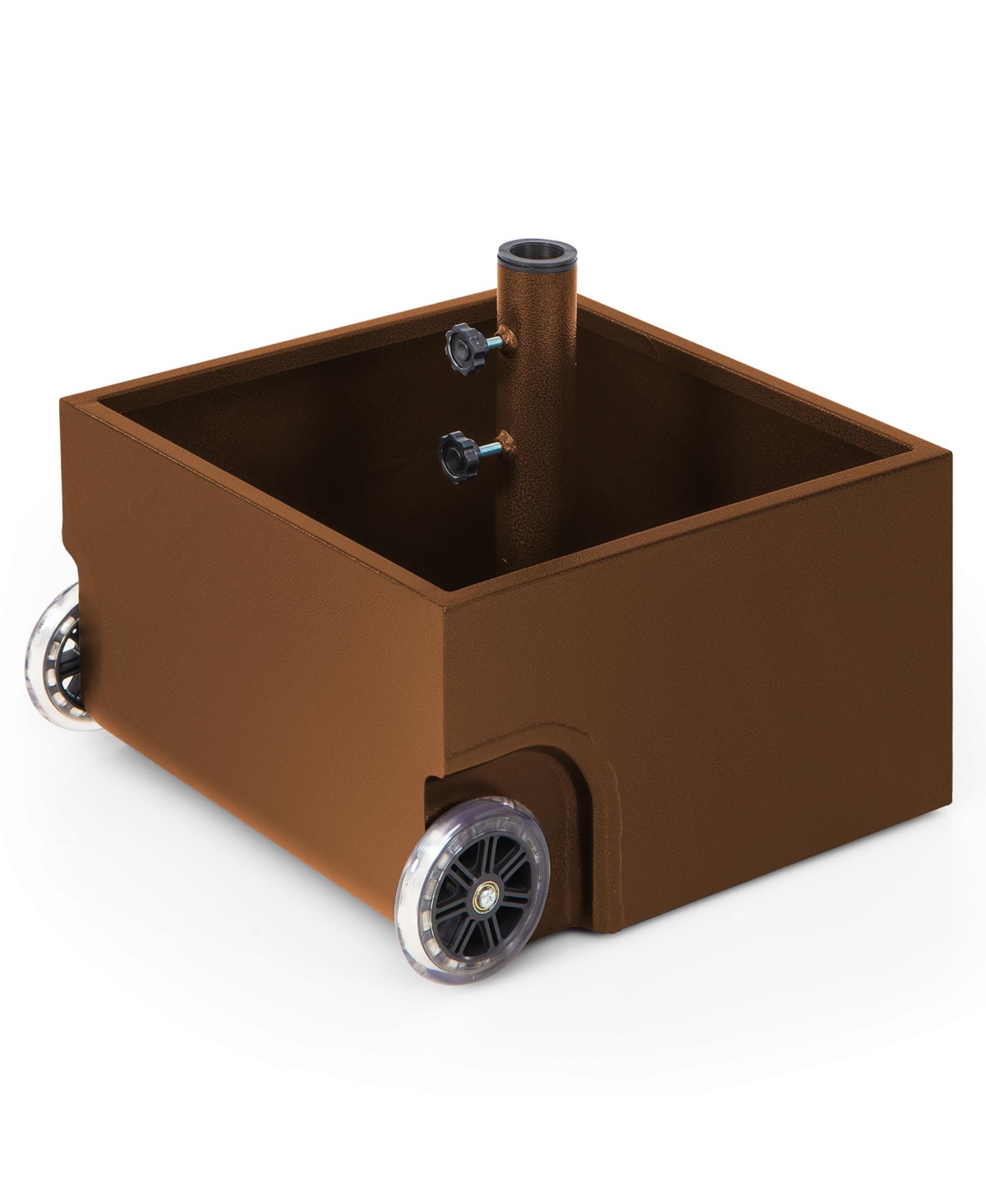 170lbs Patio Umbrella Base Stand Wheels Planter Outdoor Heavy Duty Garden - Brown