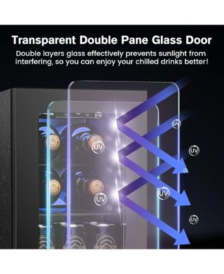 24 Cans Mini Fridge Cooler, Beverage Refrigerator Countertop Drink Cooler for Soda, Canned Beer, Adjustable Digital Temperature Control for Home Dorm Office, Black