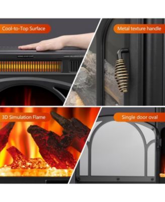 Cowsar 17" Electric Fireplace Heater with Remote – Cathedral Style, Adjustable Flame Effects, Log Colors & Safe Heating Modes.