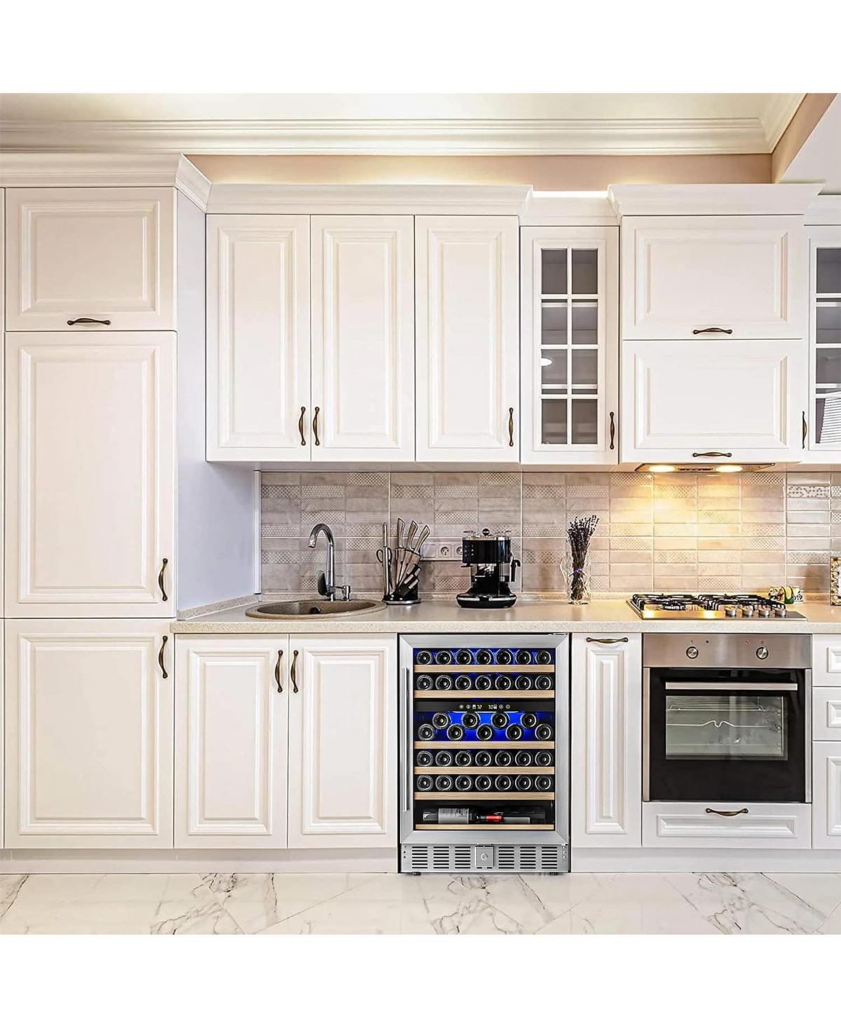 Cowsar 5.0 Cu. Ft. 39-64°F Dual Zone Beverage Cooler Refrigerator, Hold 150 Cans, Glass Door, Built in Wine Fridge with Wooden Shelves, Lockable