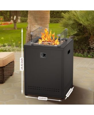 20" Square Fire Pit Table, Propane Fire Pit Table with Lava Rock/Windshield, for 20lbs Gas Tanks, Outdoor Fire Pit Table for Camping/Courtyard/Garden