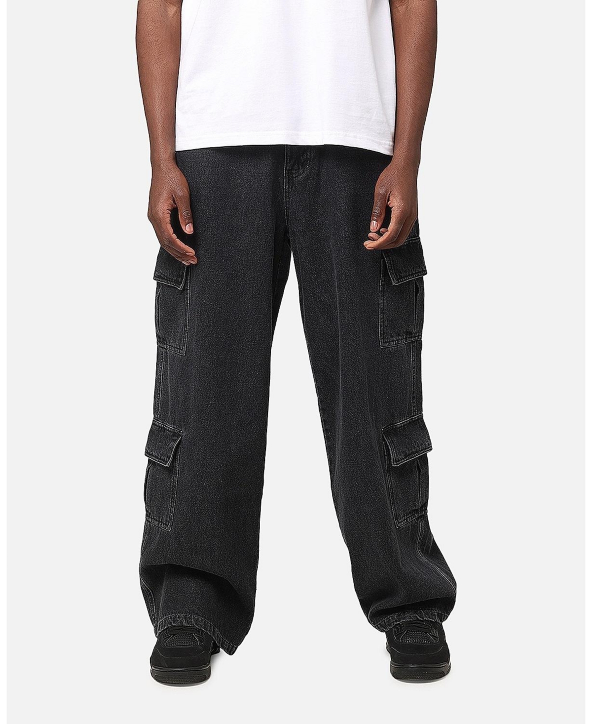 Men's Baggy Cargo Jeans - Black denim