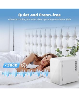 4L Capacity/6 Cans Compact Refrigerator, Portable Mini Fridge,for Bedroom, Car/Office/Dorm, Small Cooler for Cosmetics,Brushed Stainless Steel Door