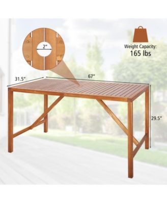Rectangle Acacia Wood Dining Table Spacious Slatted Top Up to 6 Patio