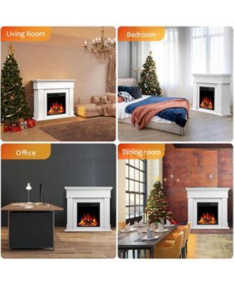 44" Electric Fireplace with Mantel, Free-Standing Heater with Wooden Surround and Log Effect, Remote Control, 750-1500W