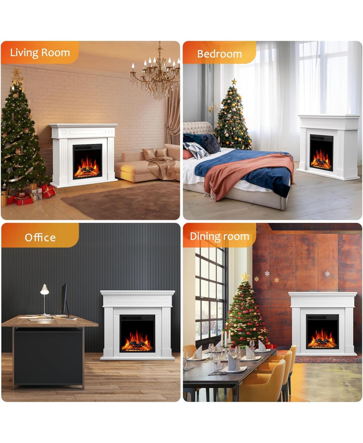 Cowsar 44" Electric Fireplace with Mantel, Free-Standing Heater with Wooden Surround and Log Effect, Remote Control, 750-1500W