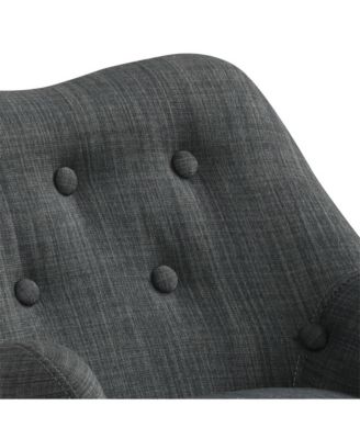 19.5"W Gray Linen Kids Chair with Button Tufted Back and Wooden Legs