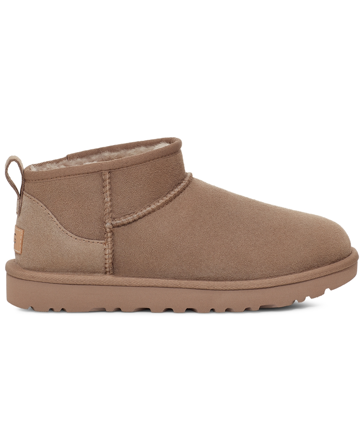 Ugg Cappuccino Suede Classic Ultra Mini Ankle Boots In Brown