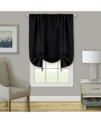 Shabby Linen Farmhouse Sheer Flax Curtain Tie Up Single Window Curtain Shade - 42 in. W x 63 in. L, Toast