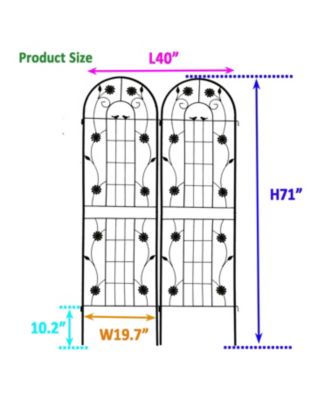 2 Pack Metal Garden Trellis 71" Rustproof Black