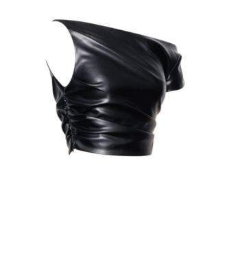 Women's Yara Faux Leather Slash Neck Tank Top