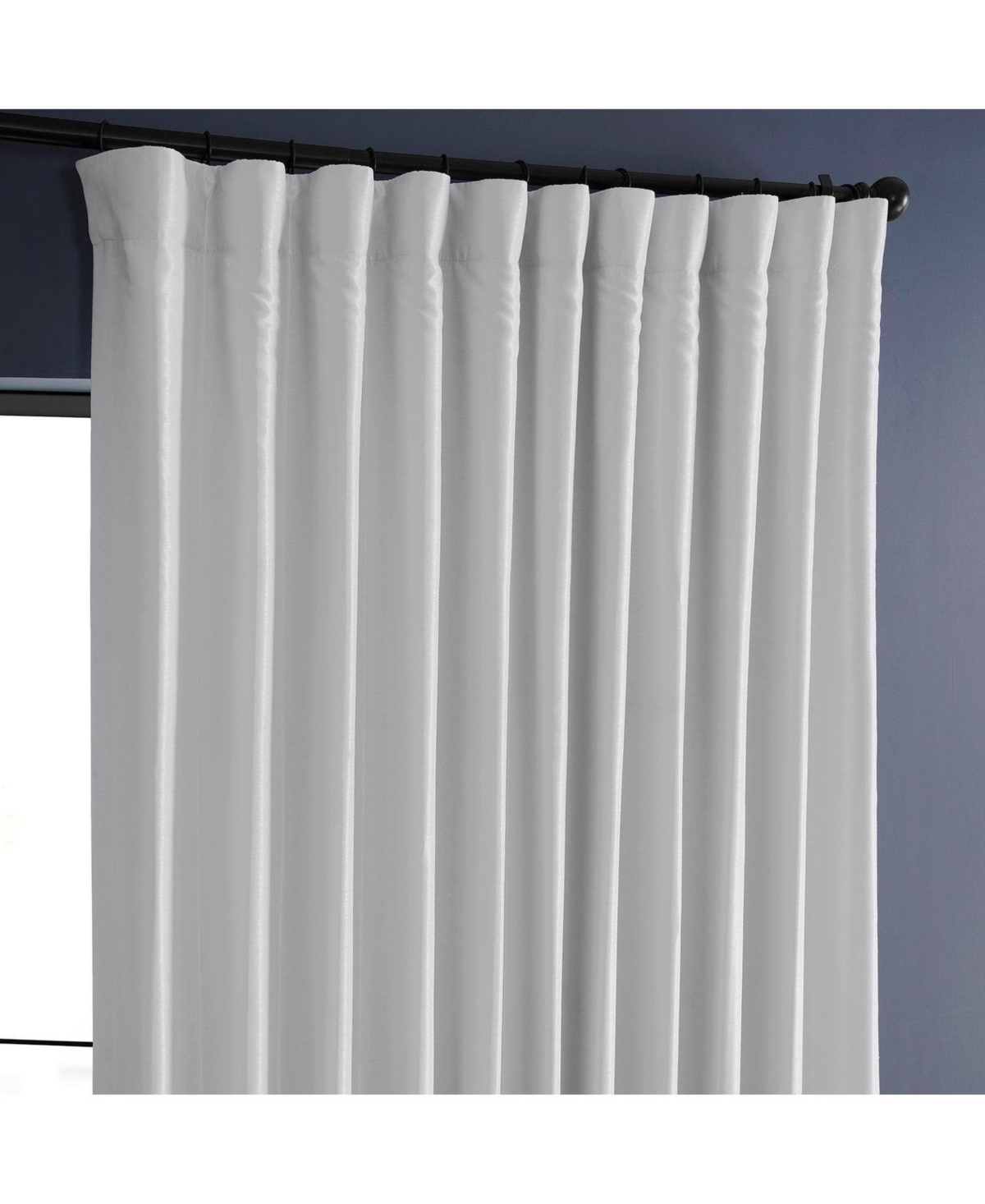 Half Price Drapes Silver Extra Wide Vintage Textured Faux Dupioni Silk Blackout Curtain