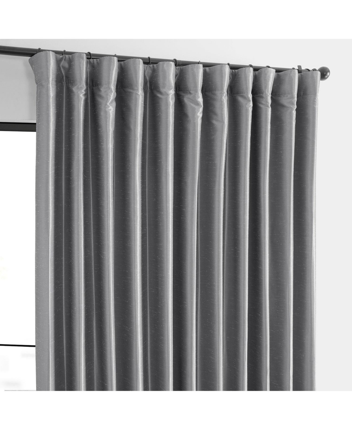 Half Price Drapes Silver Extra Wide Vintage Textured Faux Dupioni Silk Blackout Curtain In Gray