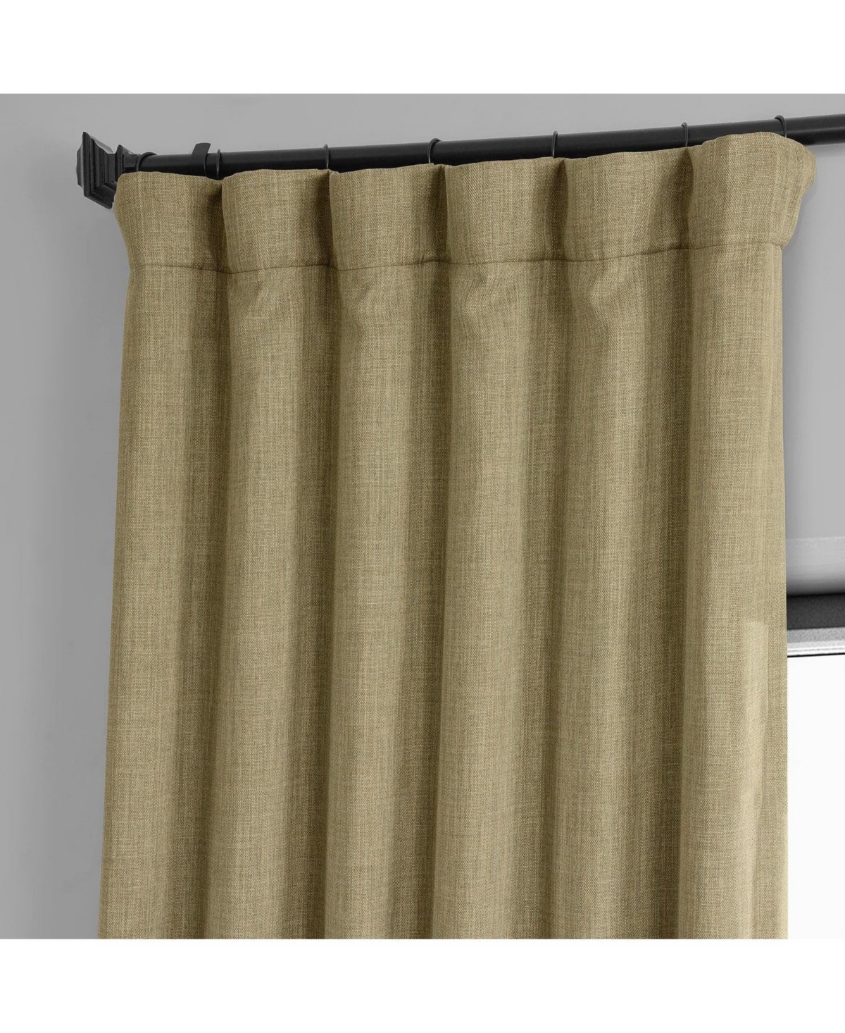 Half Price Drapes Nomad Tan Textured Faux Linen Room Darkening Curtain In Multi