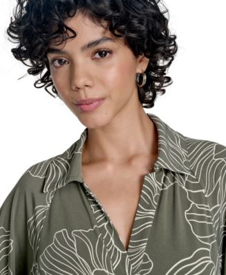 Women's 3/4-Sleeve Jersey A-Line Dress