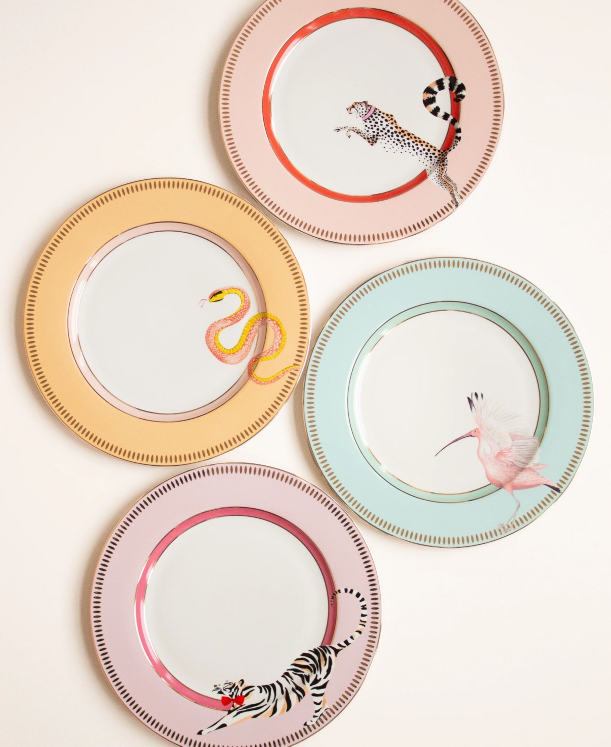 Yvonne Ellen Animal Dinner Plates, Set Of 4 In Multi