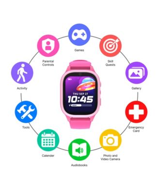 4 Kids Pink Leather Silicone Strap Smartwatch, 49mm