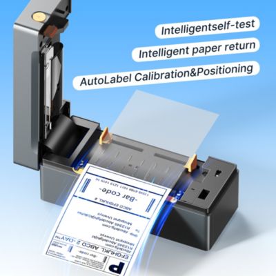 Wireless 4x6 thermal label printer. Bluetooth connectivity for iOS/Android/PC/Mac. Works with Amazon, eBay, Shopify, USPS