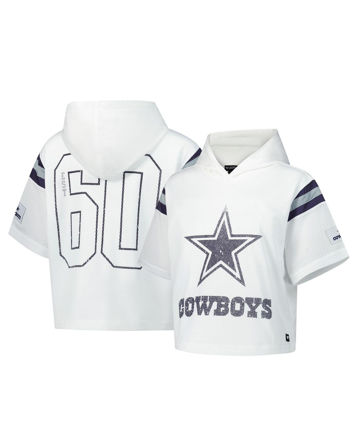 Women's White Dallas Cowboys Mesh Short Sleeve Hoodie T-Shirt - White