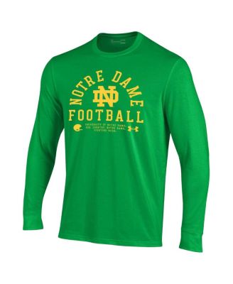 Men's Kelly Green Notre Dame Fighting Irish 2025 Sideline Football Performance Cotton Long Sleeve T-Shirt