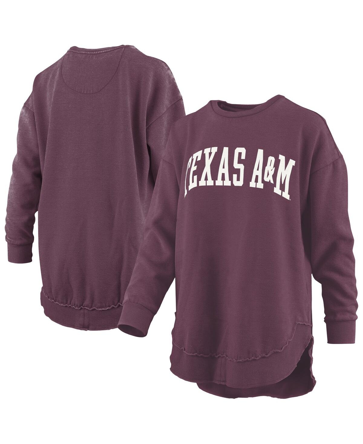 Pressbox Women's Maroon Texas A M Aggies Melange Poncho Vintage Fleece Long Sleeve Pullover Sweatshirt In Burgundy