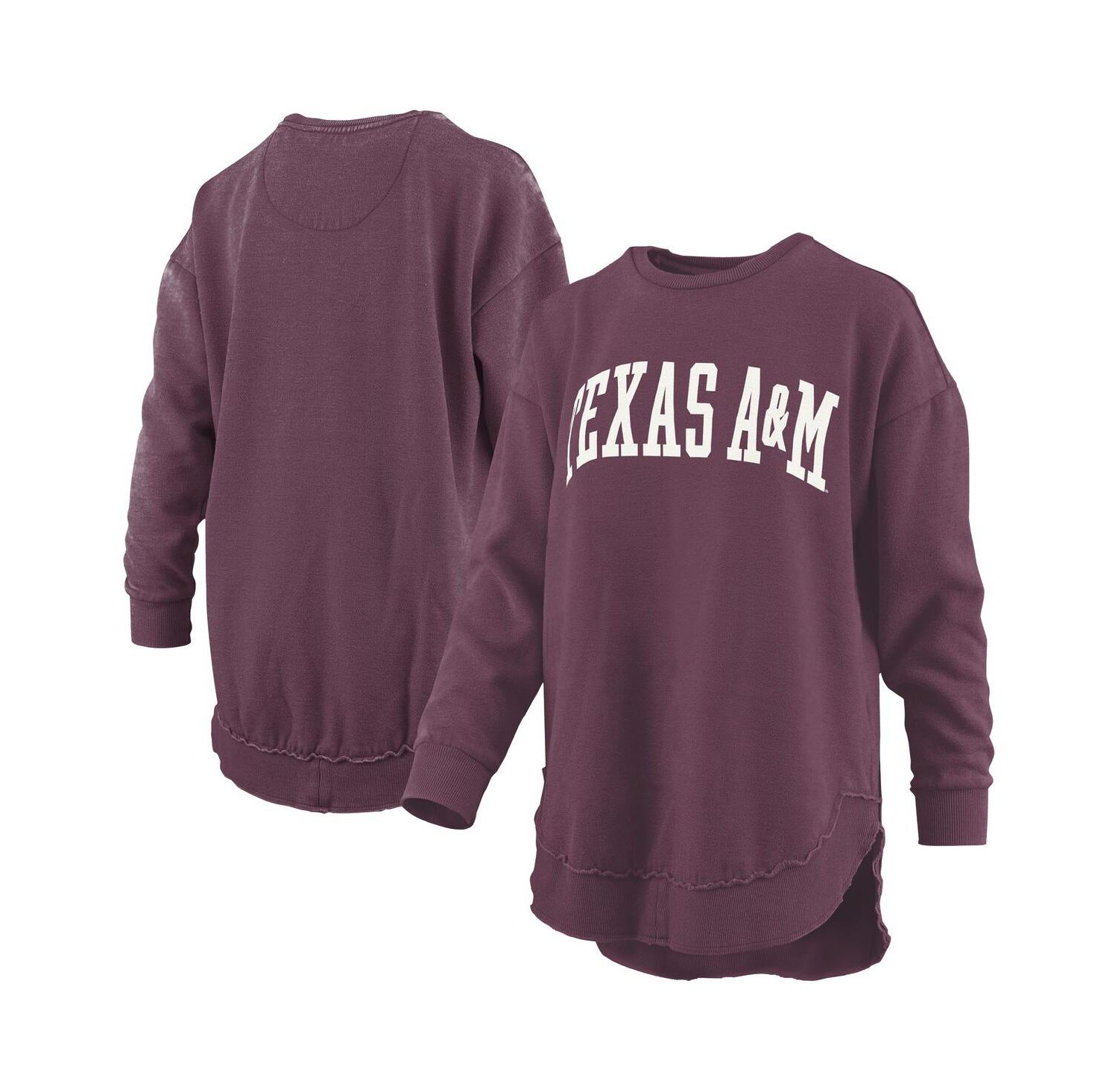 Women's Maroon Texas A&M Aggies M&eacute;lange Poncho Vintage Fleece Long Sleeve Pullover Sweatshirt