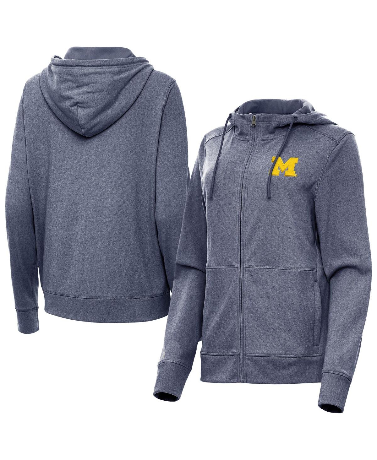 Women's Heather Navy Michigan Wolverines Seeker Full-Zip Hoodie Jacket - Heather Navy