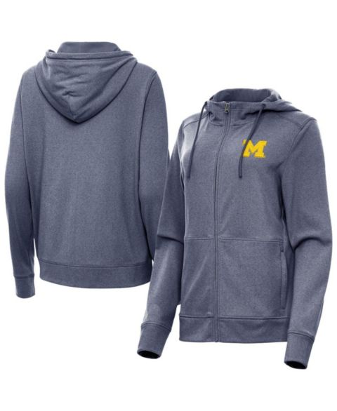 Женские худи Antigua Women's Heather Navy Michigan Wolverines Seeker Full-Zip Jacket