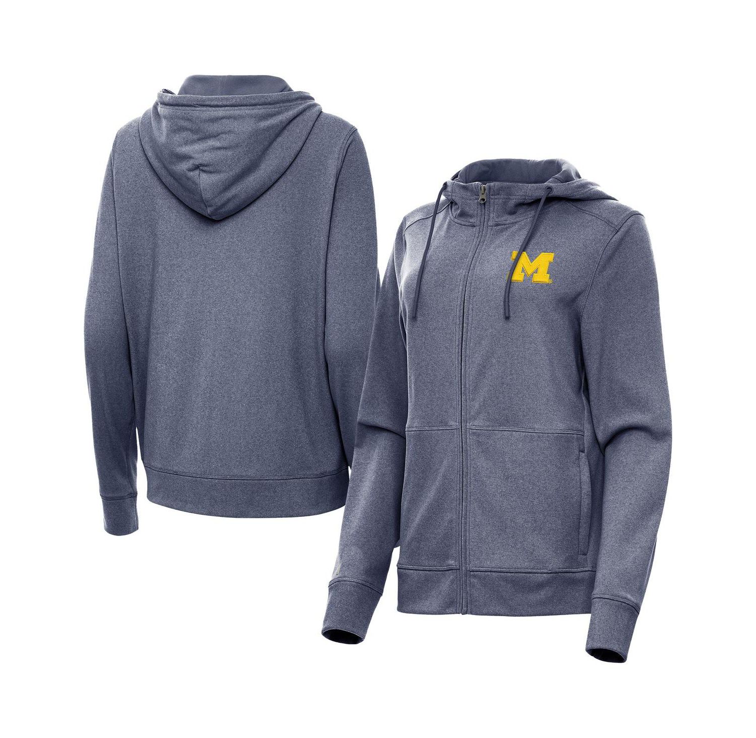 Women's Heather Navy Michigan Wolverines Seeker Full-Zip Hoodie Jacket