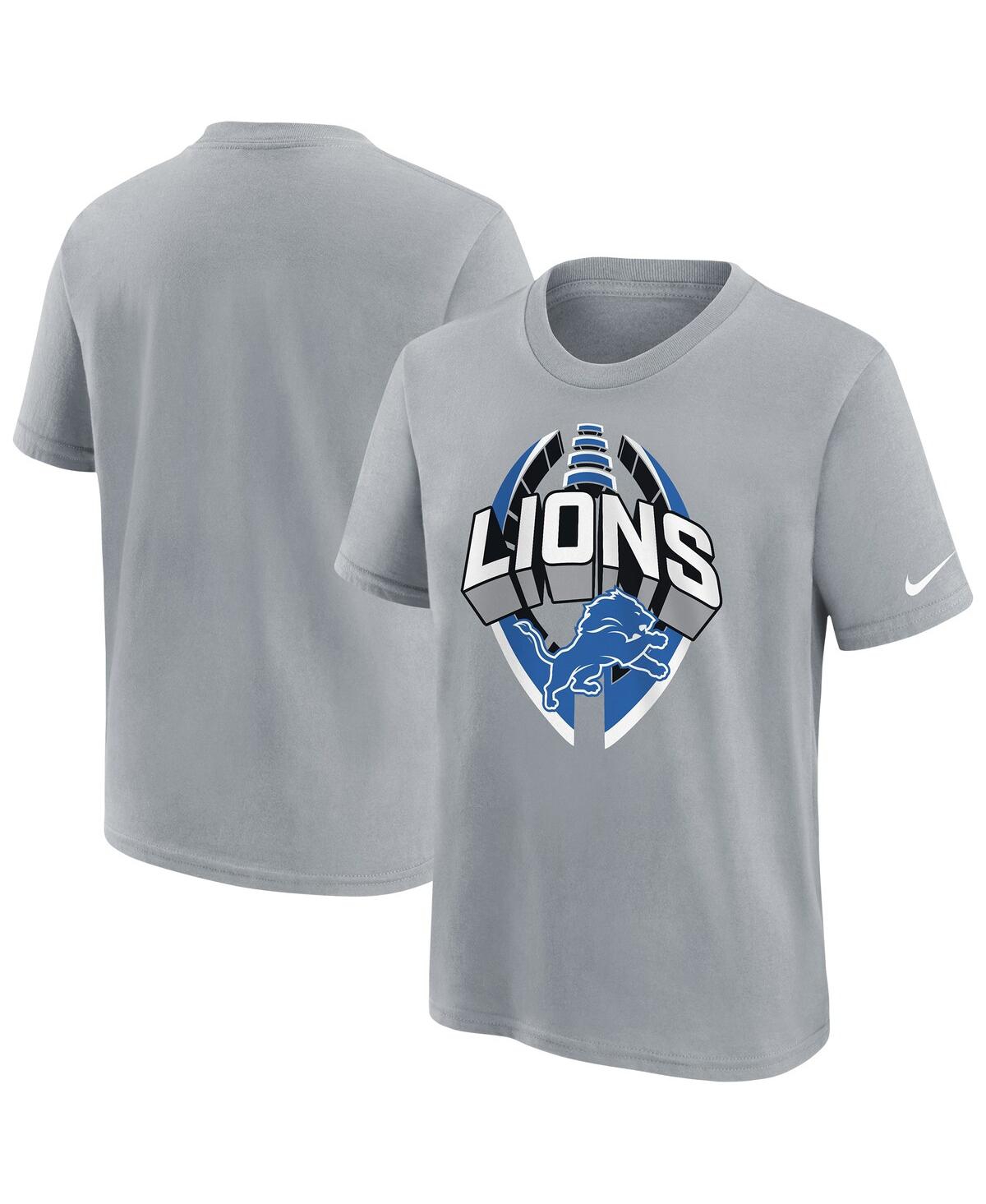 Nike Kids' Big Boys And Girls Gray Detroit Lions Icon Legend T-shirt
