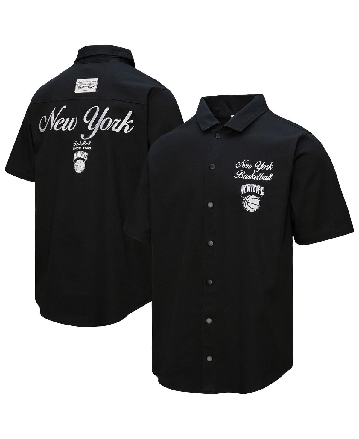 Men's Black New York Knicks Hardwood Classics Camp Shirt - Black