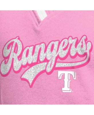 Big Girls Pink Texas Rangers Mommy Me Raglan V-Neck T-Shirt