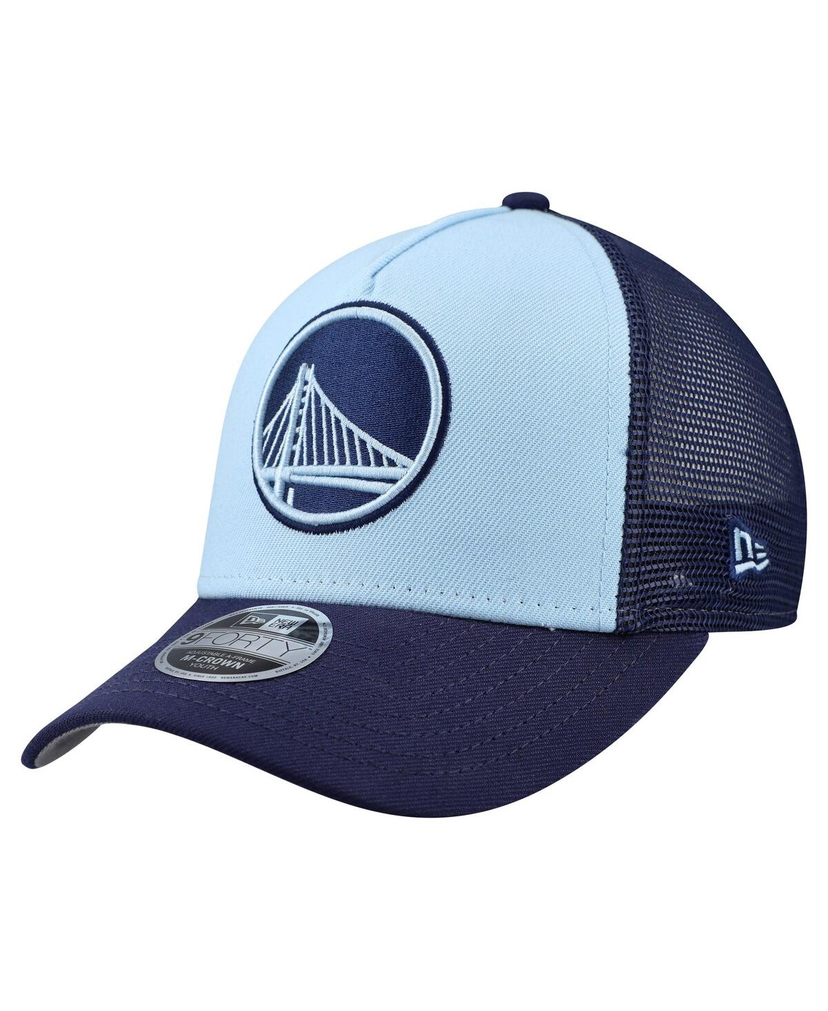New Era Big Boys And Girls Light Blue Golden State Warriors Colorpack 9forty A-frame Trucker Adjustable Hat In Blue