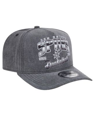 Men's Charcoal San Antonio Spurs Throwback Washed Pre-Curved 9FIFTY Snapback Hat
