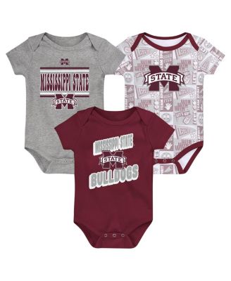 Outerstuff - Newborn 3-Pack Maroon Mississippi State Bulldogs Sunday Comics Bodysuit Set