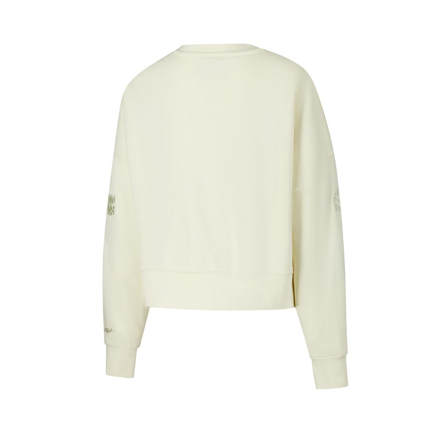 Women's Cream Cleveland Browns Triple Tonal Cropped Fleece Pullover Sweatshirt