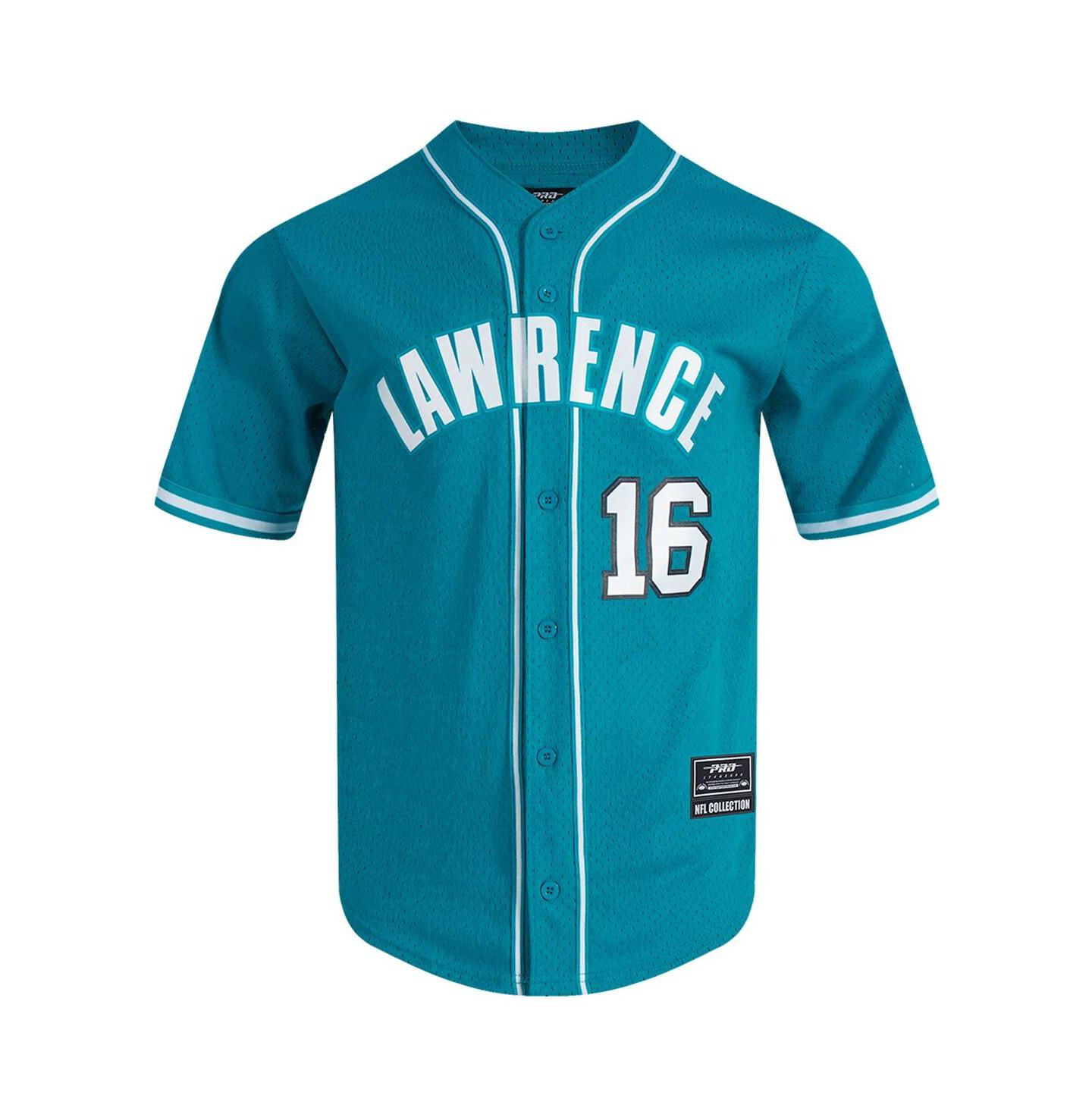 Мужской топ Pro Standard Trevor Lawrence Teal Jacksonville Jaguars Mesh Button-Up Baseball Jersey — фото 4